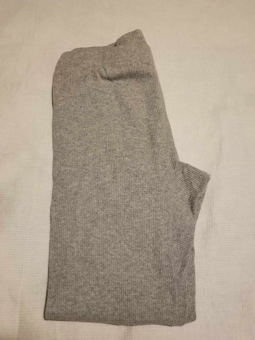 Athletic Works Large Gray Knit Stretch Leggings With Ribbed Texture & Cuffs